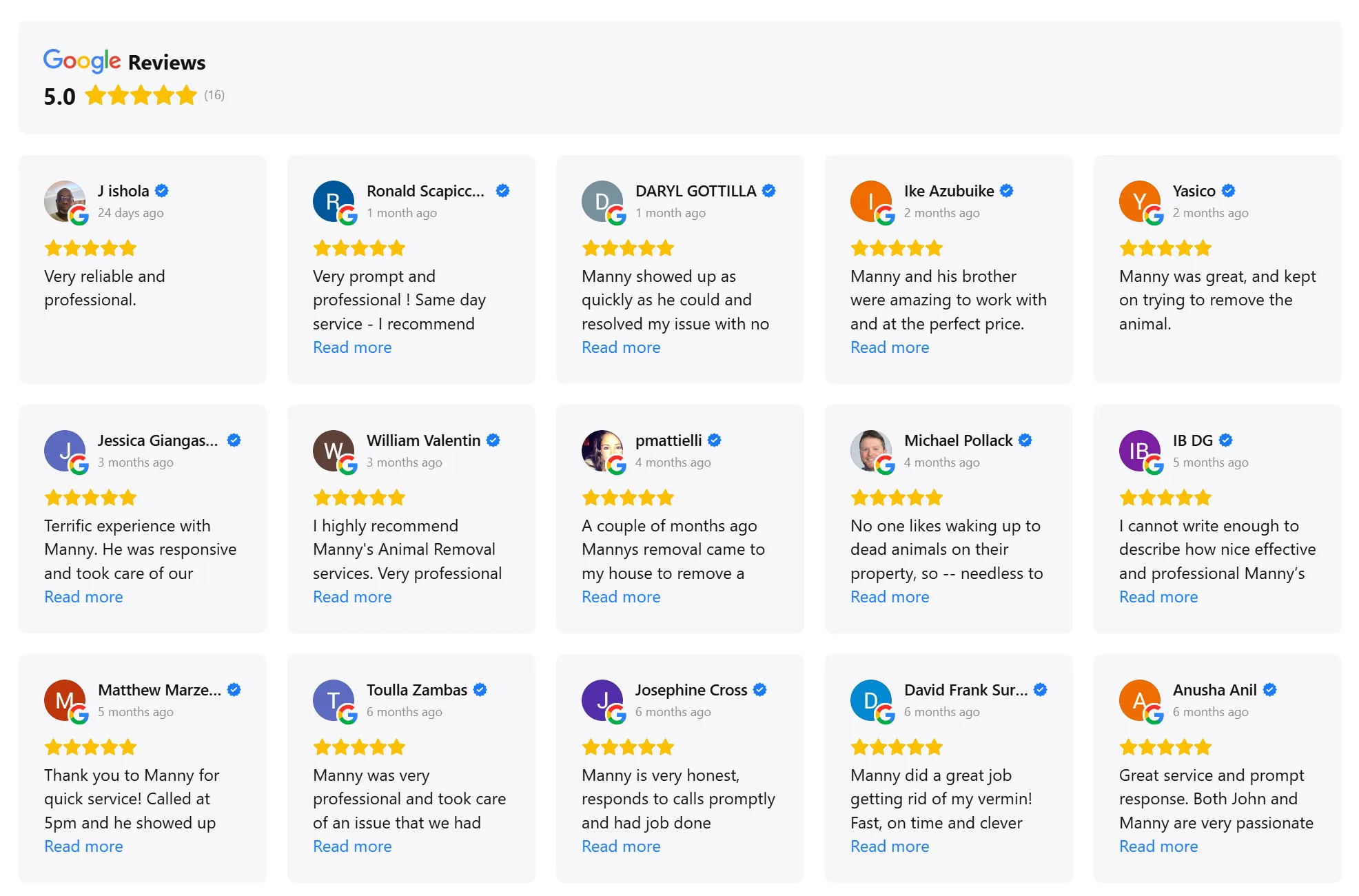 Google Reviews - 5.0 stars